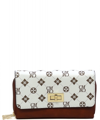 CM Monogram Twist Lock Double Zip Around Crossbody Wallet CM2746 IVORY